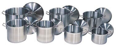 Winco SST-60 Stainless Steel Induction Stock Pot with Cover - 60 Qt.