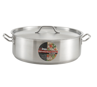 Winco SST-60 Stainless Steel Induction Stock Pot with Cover - 60 Qt.